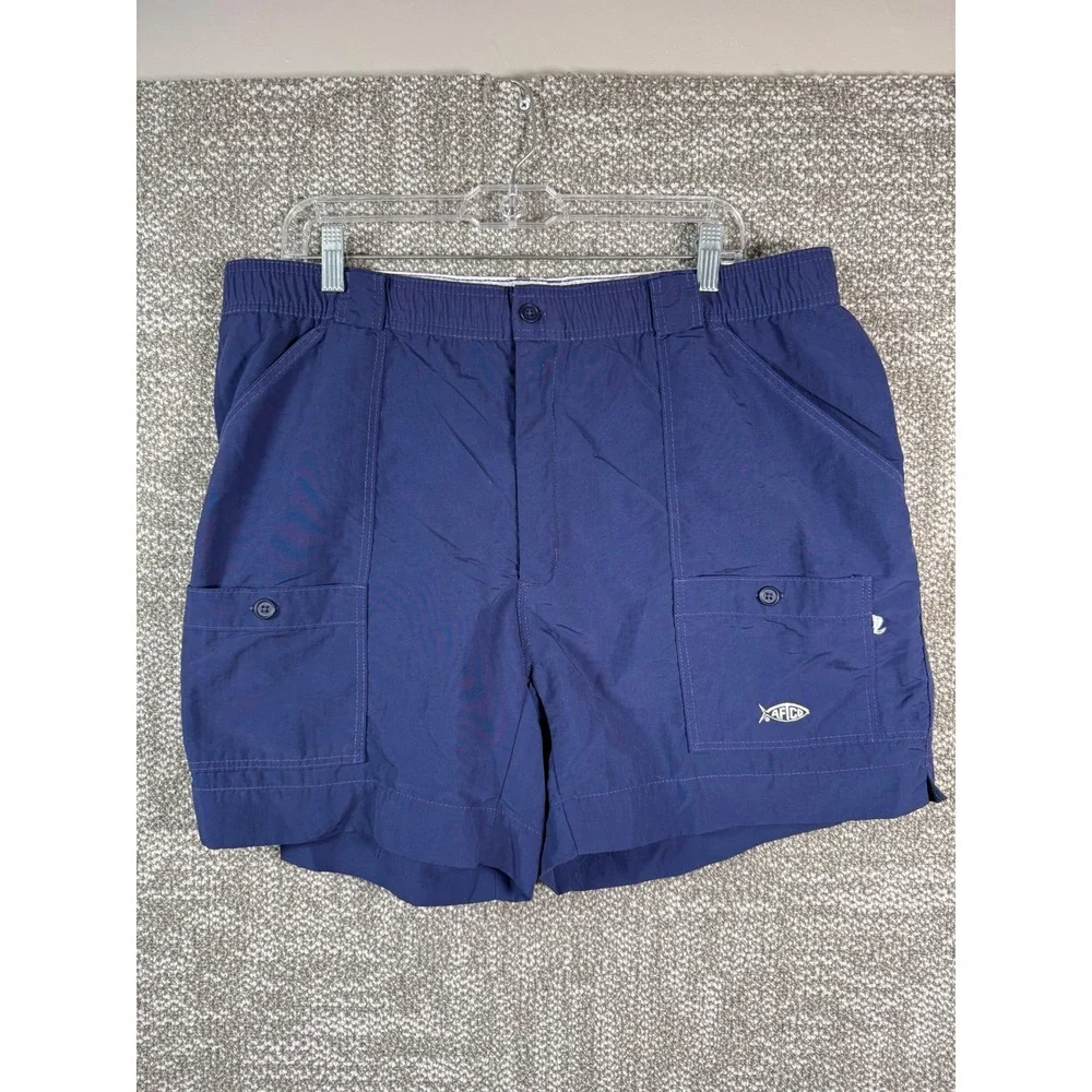 AFTCO Fishing Shorts Bluewater Wear Mens 40 Navy Blue Vintage Nylon Utility M01